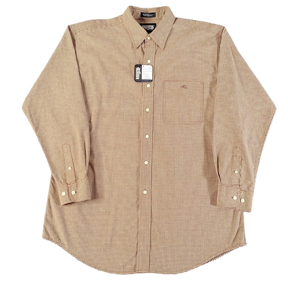 Vintage Resistol Rodeo Gear Shirt Mens Large Brown Tan Plaid Long Sleeve Western